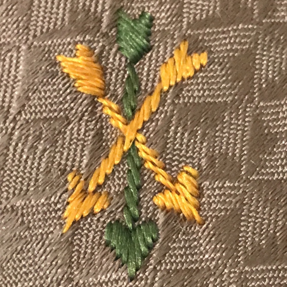 Vintage Mens Silk Tie Tan Embroidered Unique Rare Designer - Picture 2 of 5